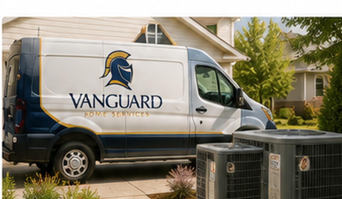 Vanguard Home Services HVAC van and outdoor air conditioning equipment